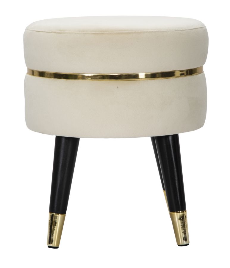 Hocker Paris Elegant Creme und Gold ø 35x40,5 cm