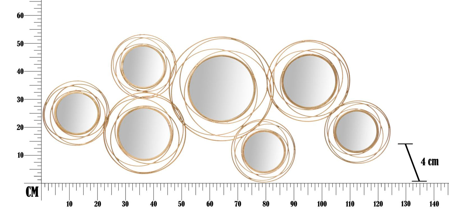 Specchio Rotondo in Metallo Dorato cm 124,5x4x53,5