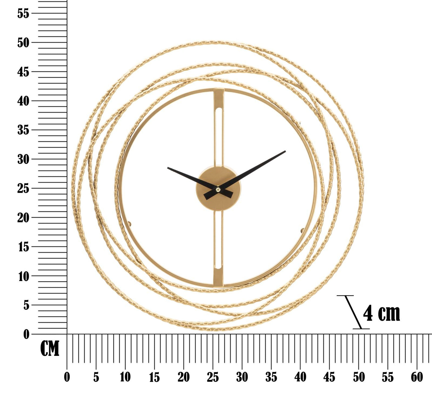 Elegante Wanduhr mit Goldstreifen, ø 50x4 cm