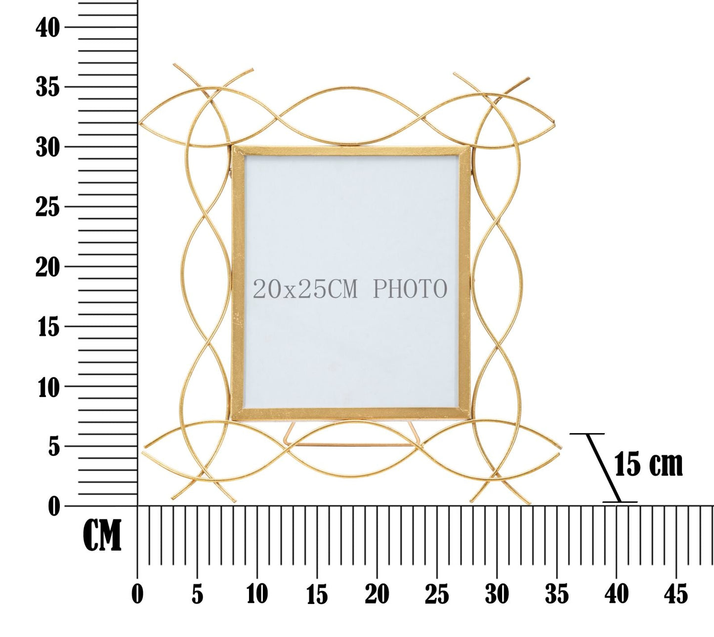 Cornice Glam in Metallo Dorato 35,5x1,5x37 cm (Misura Interna 20x25 cm)