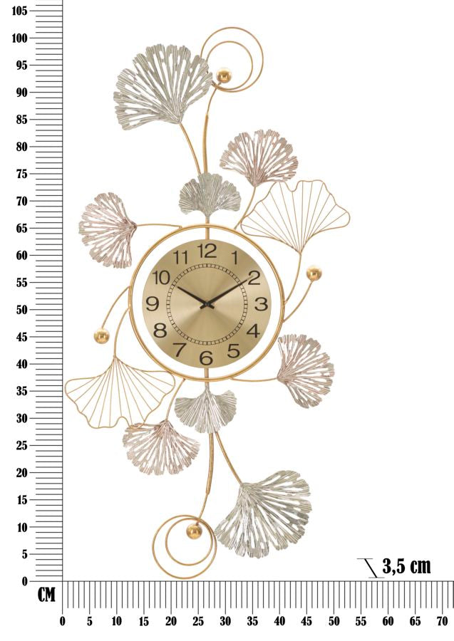 Dekoratives Eisenpaneel mit Uhr – 52,5x3,5x102 cm