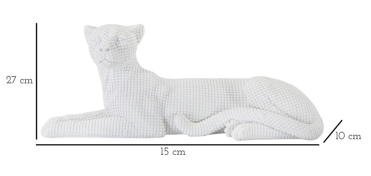 Elegant White Lying Leopard 38x12.5x15.3 cm