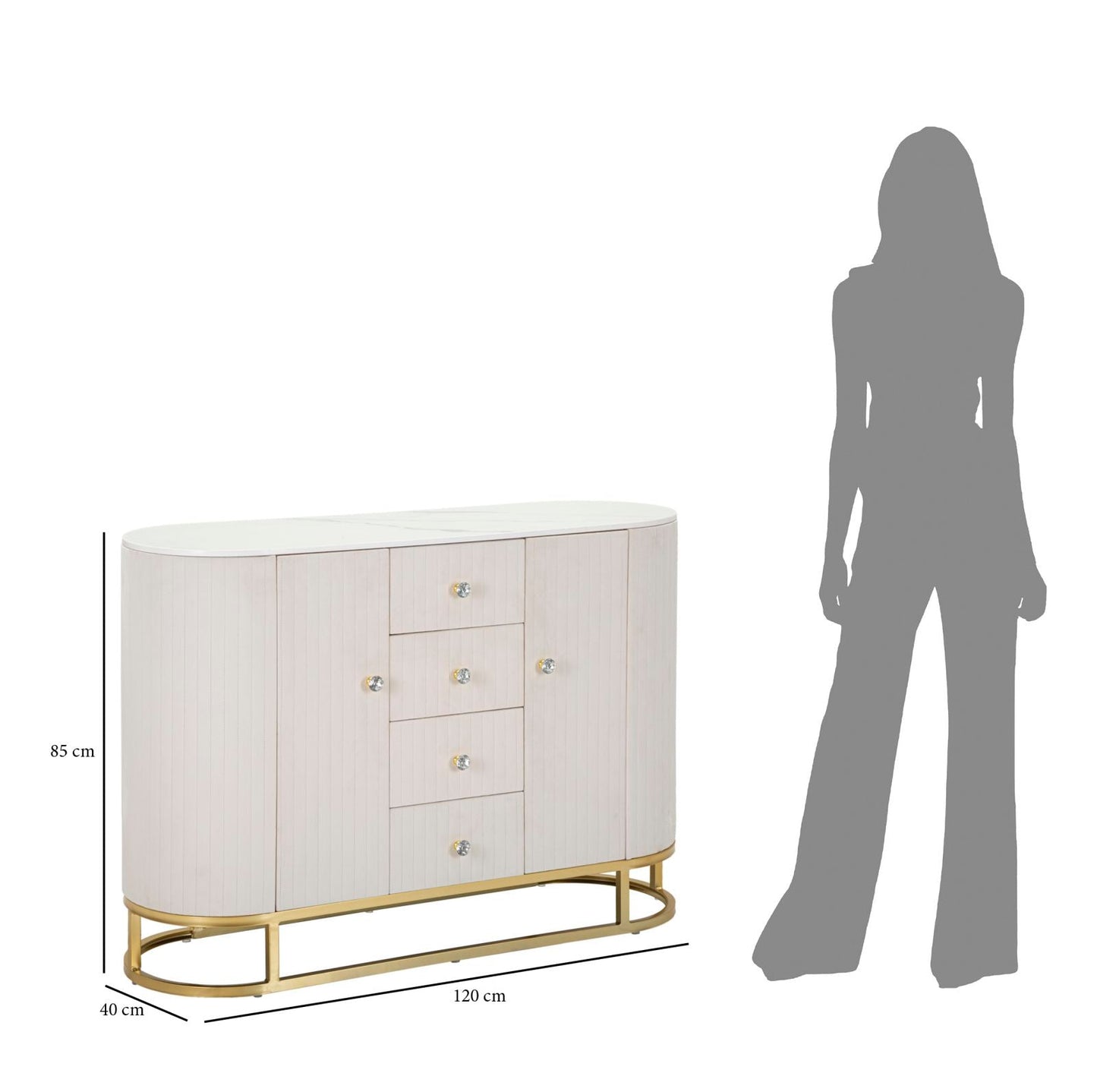 Mobile Crema Montpellier 120x40x85 cm con Design Elegante e Funzionalità Superiore