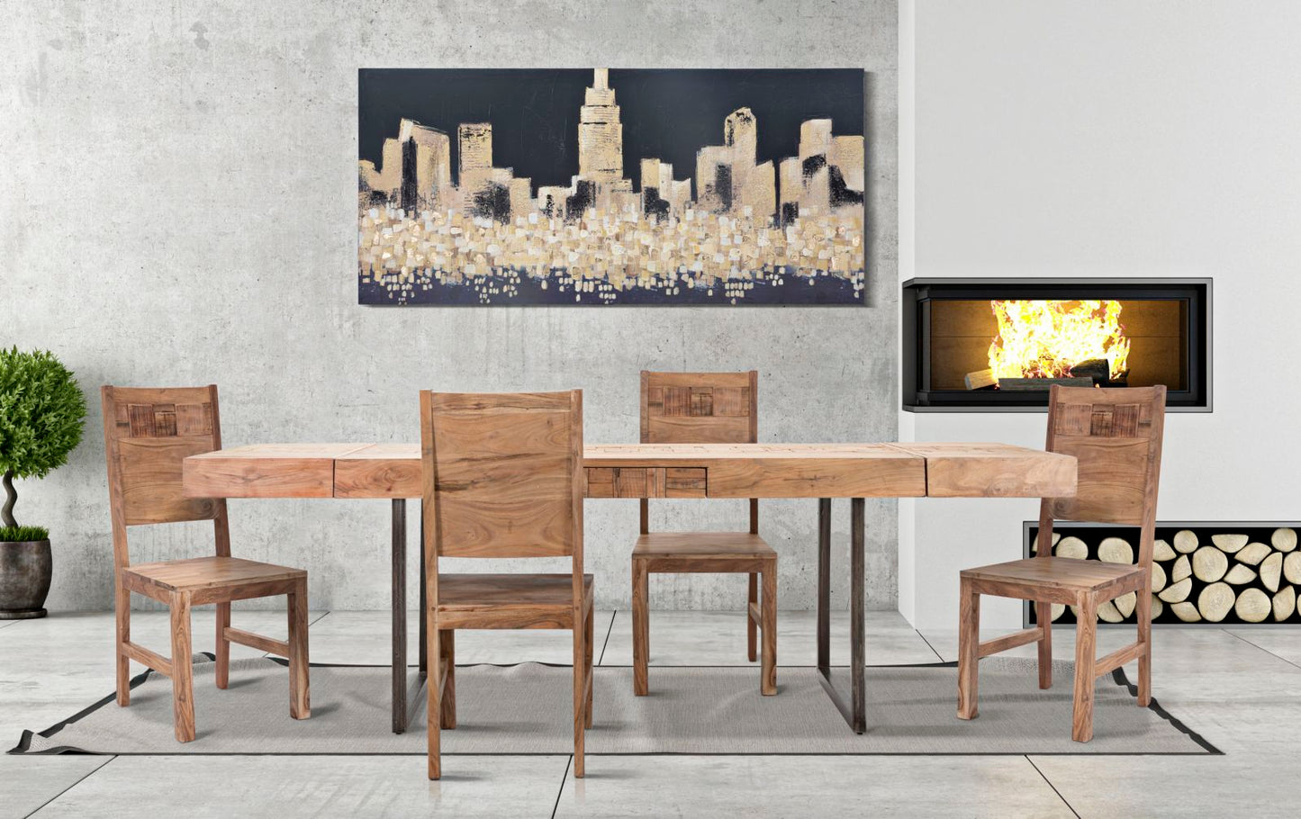 Esstisch aus Akazien-Nicolitischem Holz, ausziehbar, Mumbai, 160x90 cm