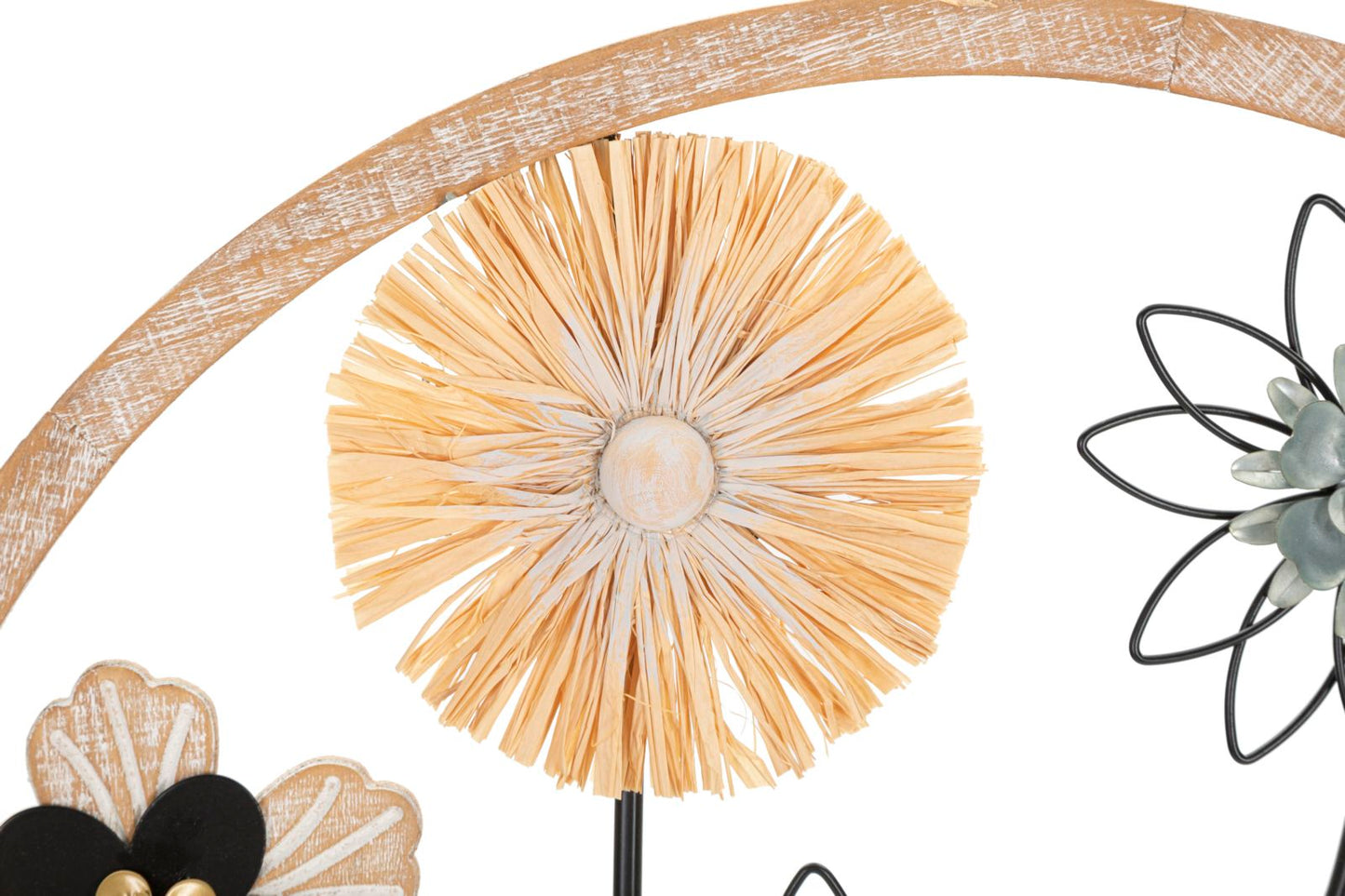 3D-Dekorationspaneel aus Eisen und Holzraffia Ø 50 cm