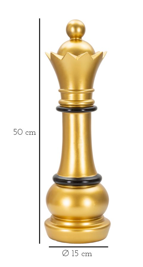 Schachkönigin in Gold und Schwarz - Eleganz und Stil cm ø 15x50