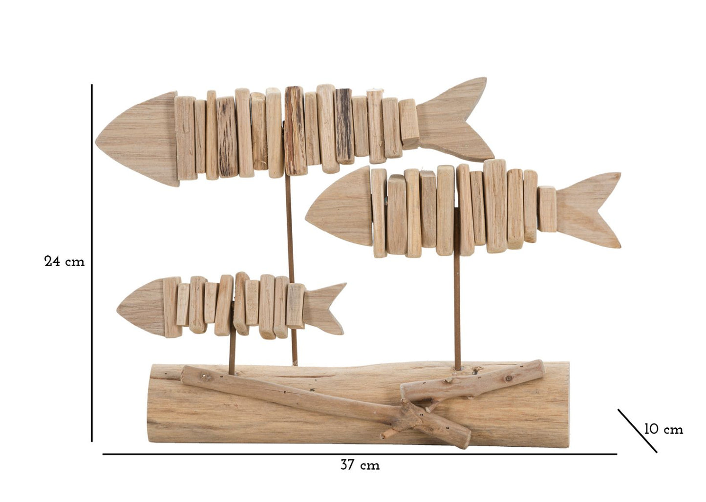 Skulptur Fische Natur 37x10x24 cm