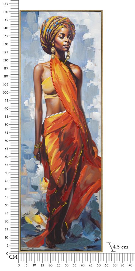 Dipinto su Tela Daphne con Cornice in Metallo Dorato - cm 52x4,5x152