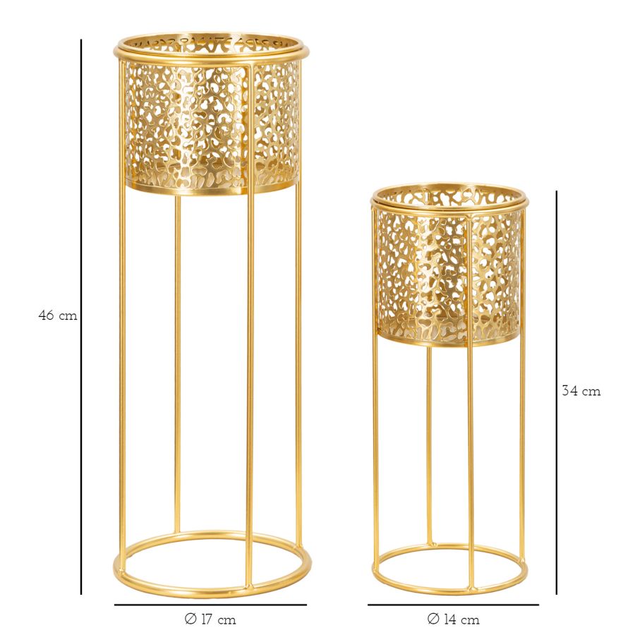 Elegantes Pflanzgefäß-Set aus Metall Ø 17x46 cm und 14x34 cm