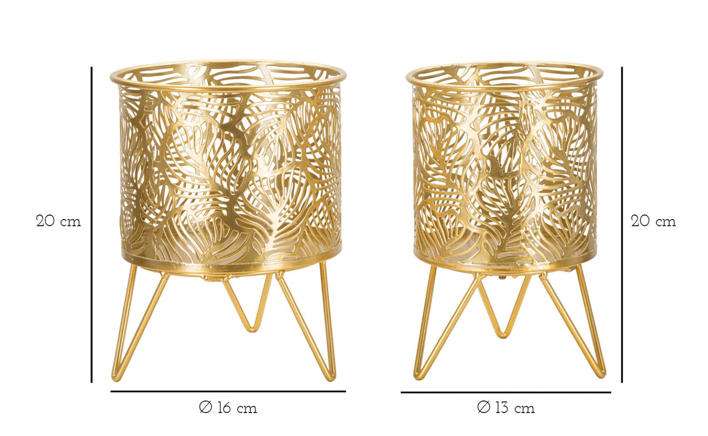 Elegante Vasen-Set Naty, Ø 16x20-13x20 cm, aus goldenem Metall