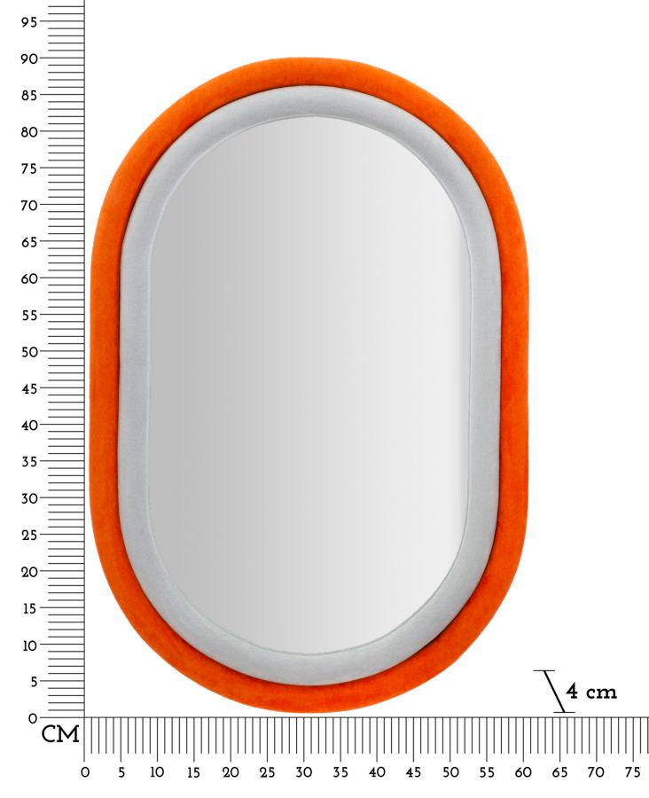 Wandspiegel Antony aus orangefarbenem Samt - Eleganz und moderner Stil 60x4x90 cm
