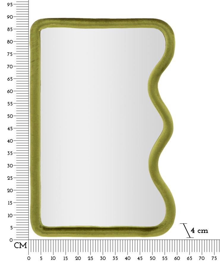 Wandspiegel aus grünem Samt, elegantes Design, 60x4x90 cm