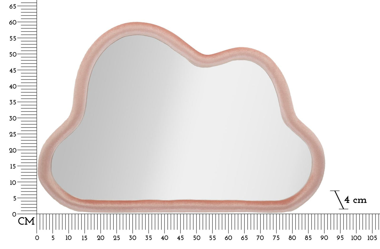 Spiegel Wolke aus rosa Samt 90x4x60 cm