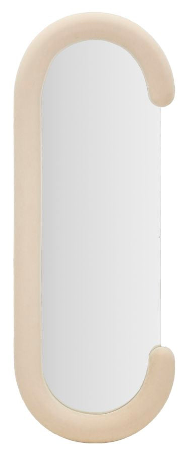 Chantal Wandspiegel aus Samt, cremefarben, 60x7x160 cm