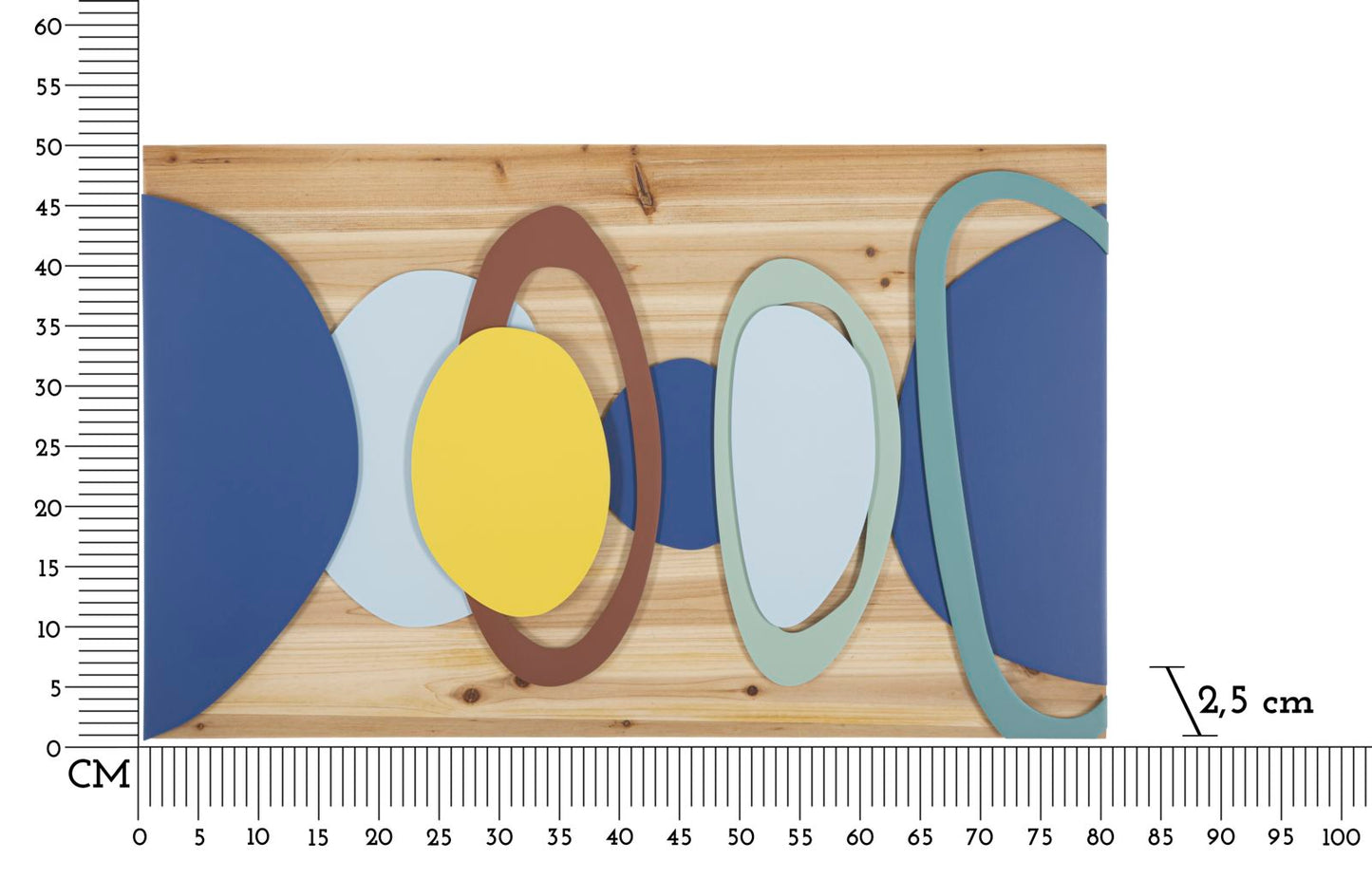 3D-Deko-Paneel aus Holz und Metall 80x2,5x50 cm