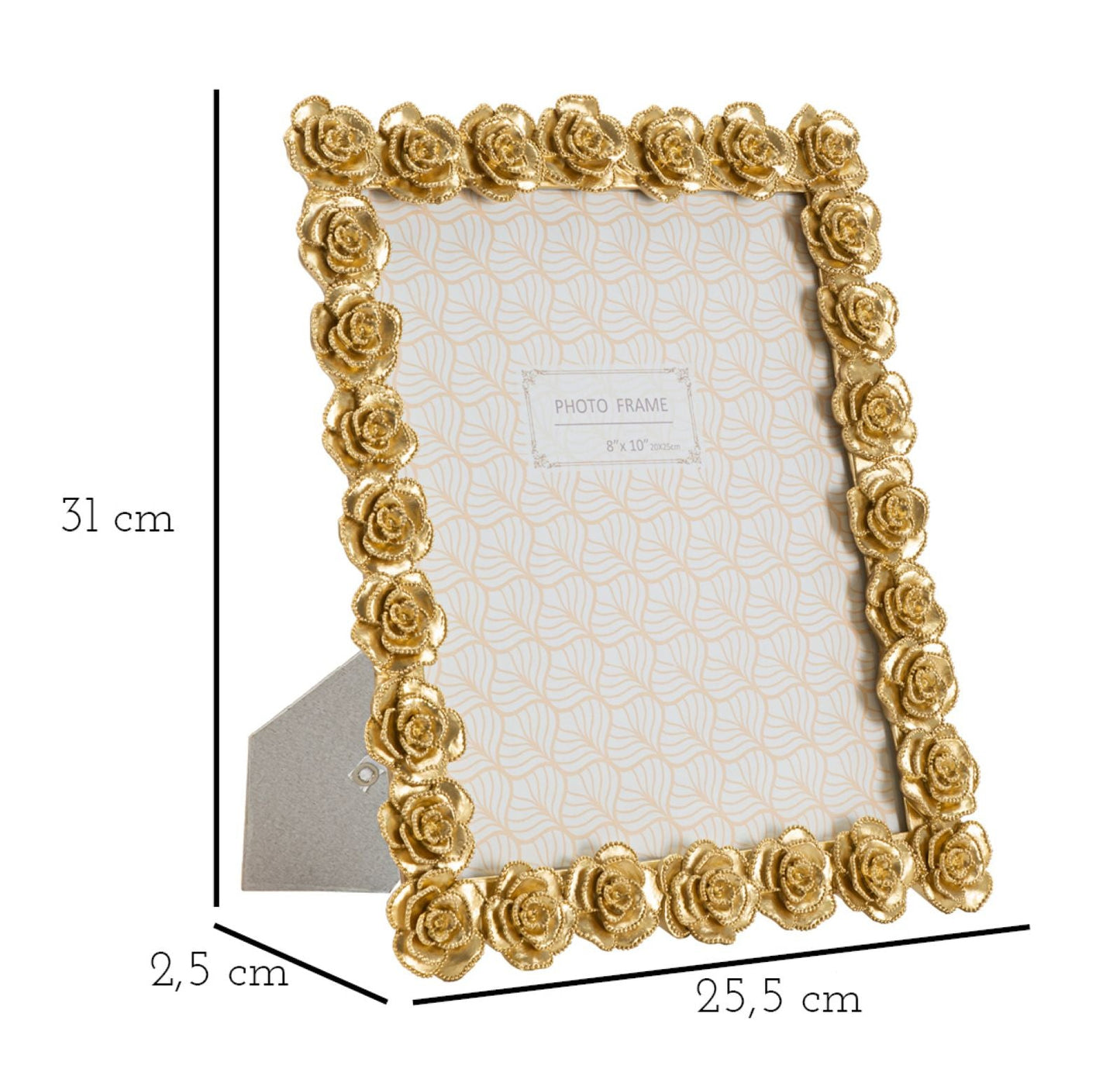 Eleganter Bilderrahmen Rossens mit Rosenmotiv 25,5x2,5x31 cm