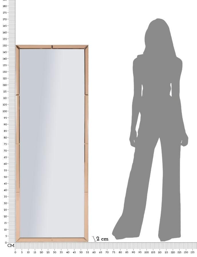 Specchio Da Muro Berlino Rosa Cm 55X2X150 Design Elegante