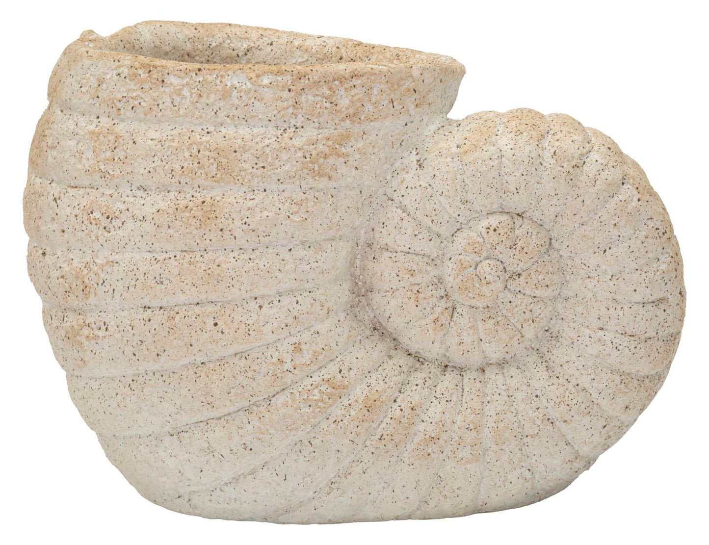 Muschelförmige Sandgestrahlte Vase, Vom Meer Inspiriert, Öffnung 13 cm, Maße 33 x 19 x 23 cm