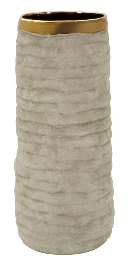 Vaso Lima Aperto Diametro 14 Cm Altezza 31,5 Cm Apertura 11 Cm In Ceramica Stile Moderno Versatile Per Soggiorno
