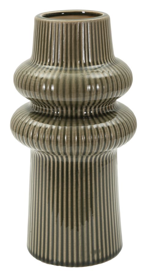 Vase Armony aus Keramik Kompakt und skulptural Höhe 25 cm Durchmesser Öffnung 5,5 cm Durchmesser Basis 13 cm