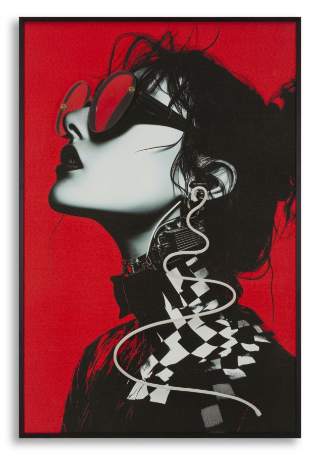 Stampa c/led su tela psyco cm 60 x 3,5 x 90 (applicazione 3d acrilico) canv