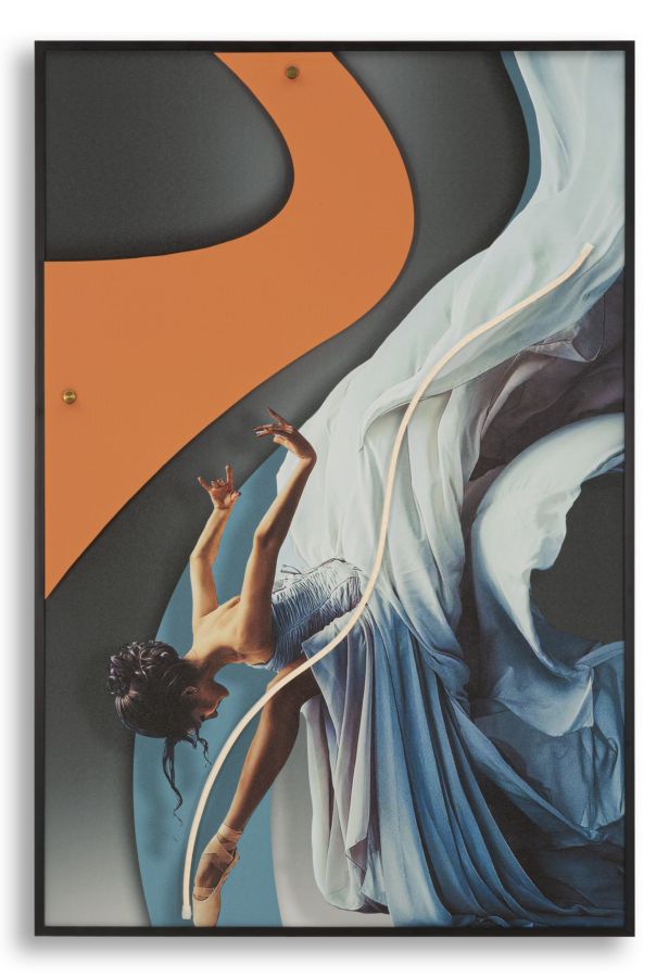 Druck Mit LED Auf Leinwand Tänzerin Schwebend In Bewegung Mit 3D-Acryl-Effekt 60 X 3,5 X 90 Cm