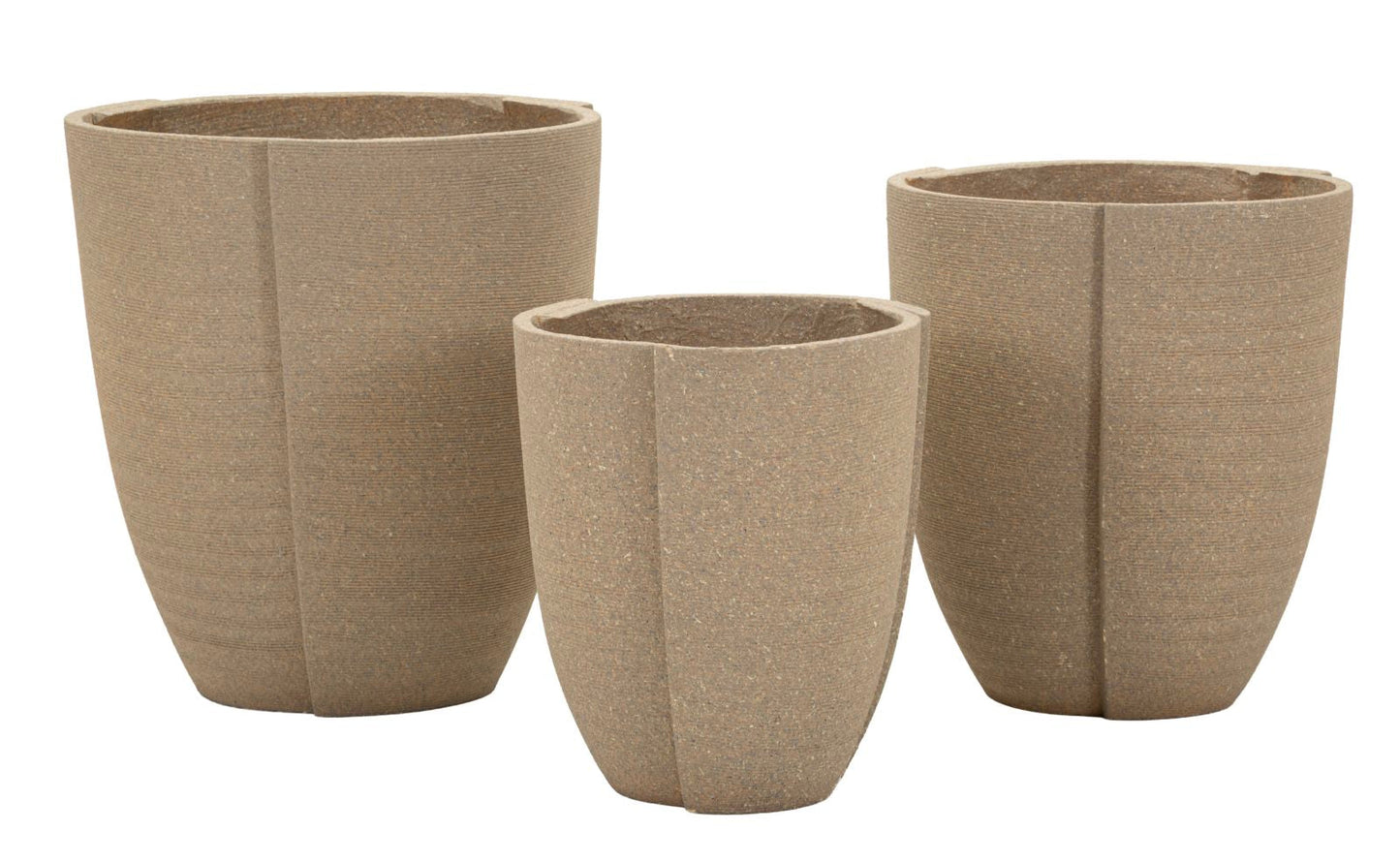 Set Di Tre Cachepot Da Esterno Peru Tris Con Misure 43x47 Cm, 36x41,5 Cm E 30,5x34,5 Cm
