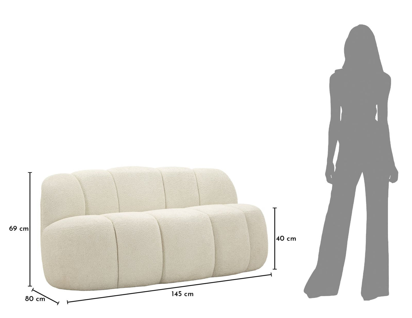 Ball Sofa Weiß Aus Sperrholz Mit Schwamm Und Polyester 145x80x69 Cm Skulpturales Glamour-Design