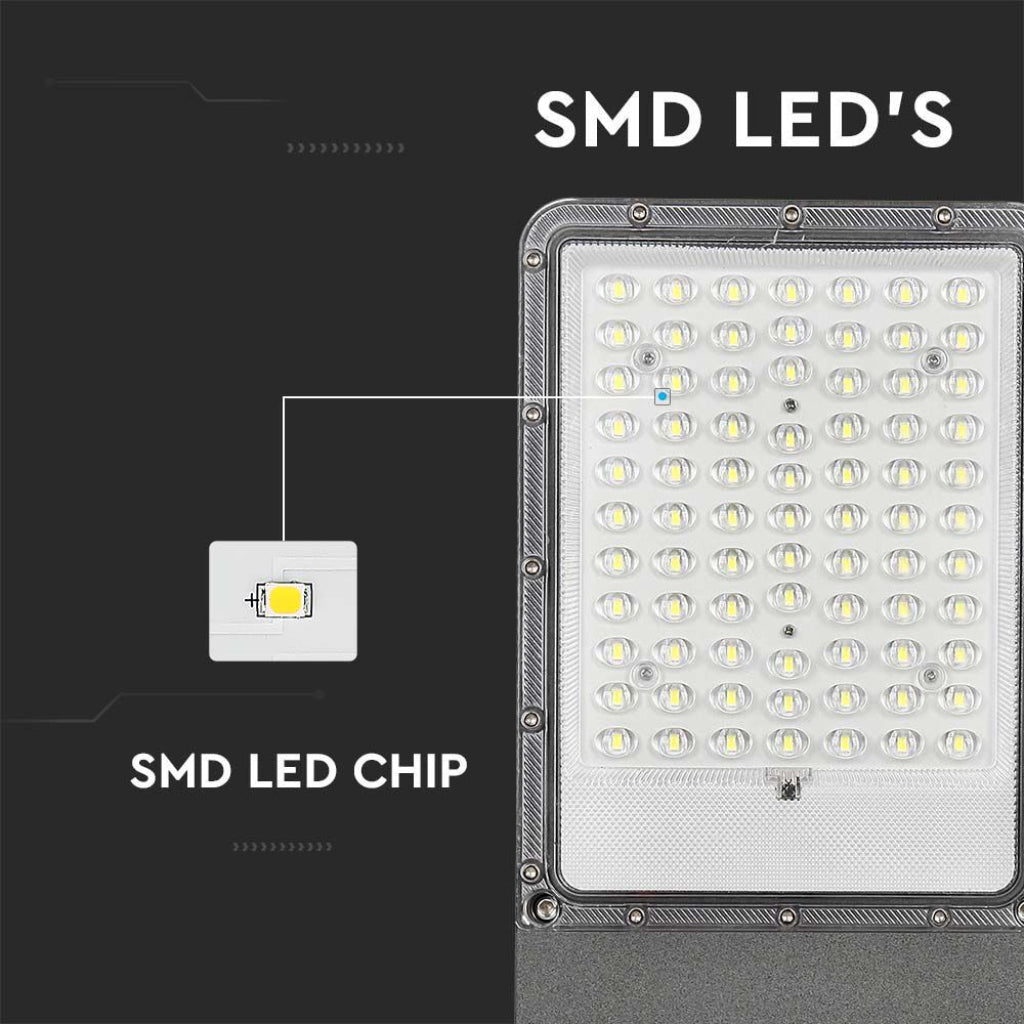 LED-Solar-Straßenleuchte 35W mit Panel und LiFePO4-Akku 4000K IP65 Grau