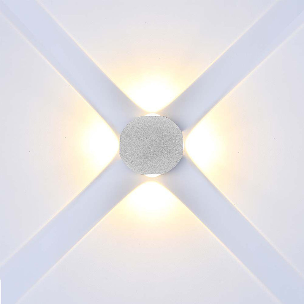 LED-Wandleuchte 4W mit 4 Lichtstrahlen 4000K IP54 Weiß