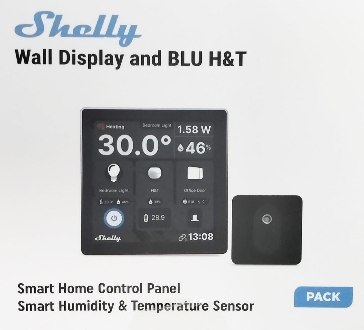 Shelly Wall Display + Sensore H&T - Pannello con Display touch Nero