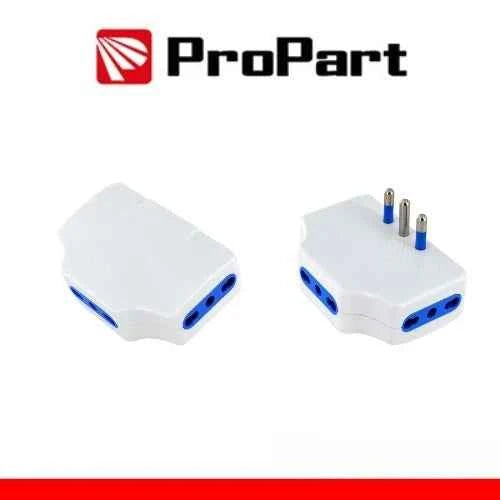 Adattatore presa tripla,3 prese 2P+T 10/16A bipasso, Spina 16a laterale