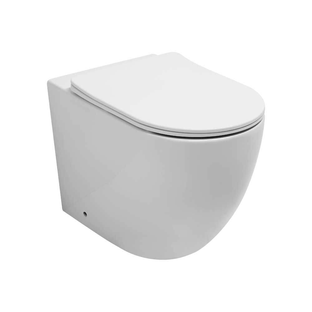 Vaso filo parete Kairos rimfree con scarico ciclonico bianco lucido - sc. universale — Mood Ceramic