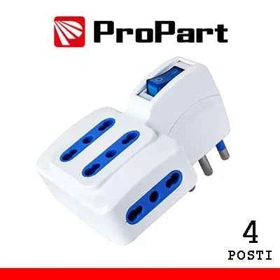 Adattatore 4pos bipasso spina16A salvaspazio + interr.