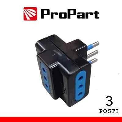 Adattatore triplo 3pos 10A spina10A polybag nero