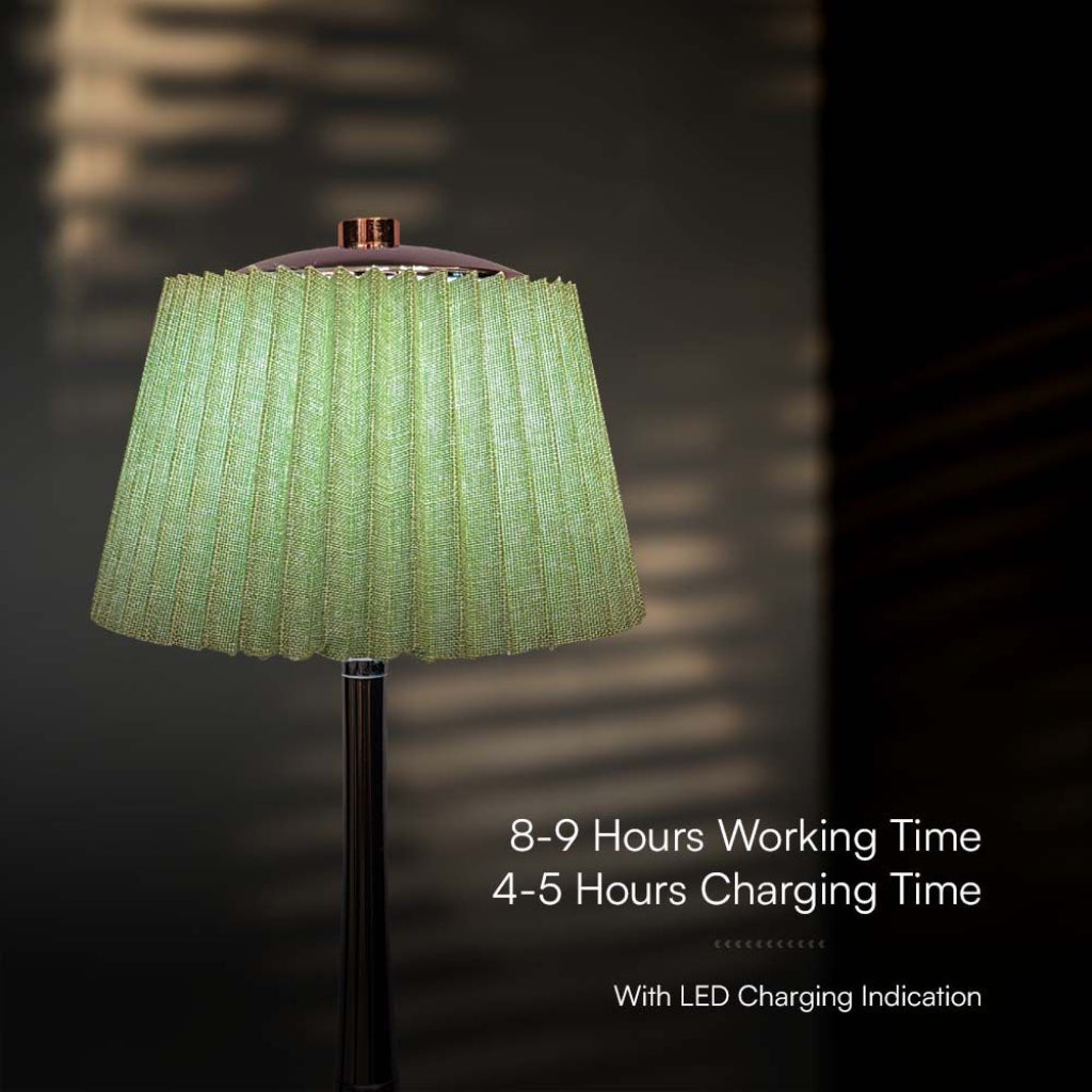 Lampada LED da Tavolo 15W Ricaricabile con Batteria USB-C 3in1 Verde Cromato