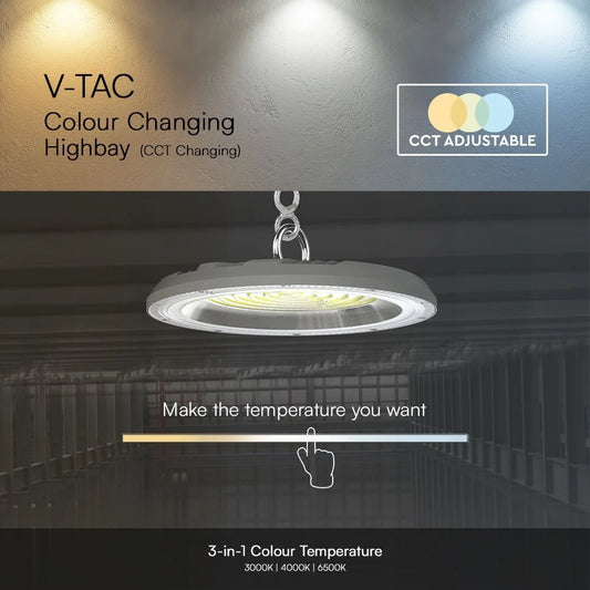 Campana LED UFO 100W CCT 3in1 IP65 con Interruttore | Grigio