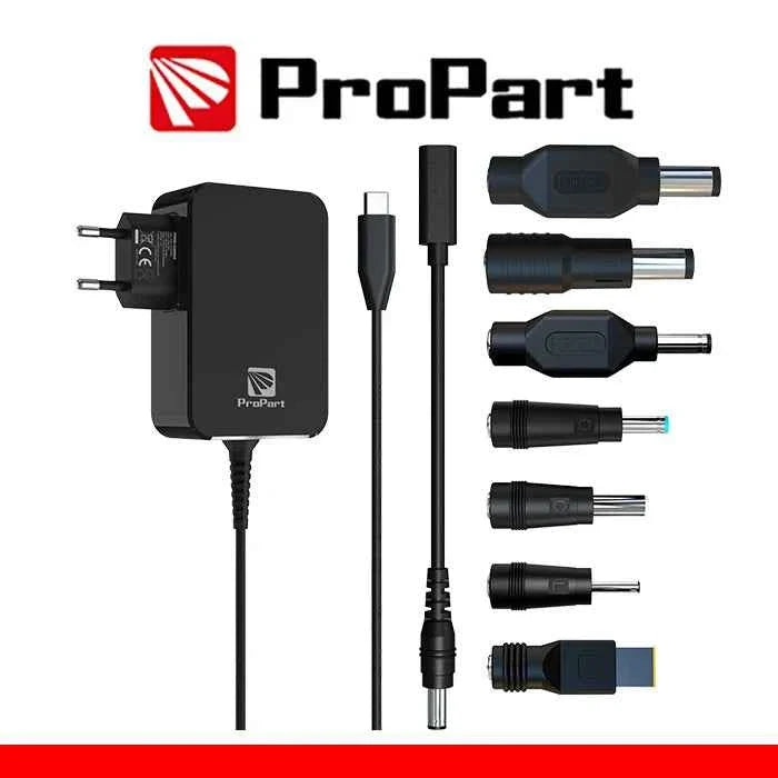 Alimentatore Propart GaN Type C 90W + 7 Connettori DC nero