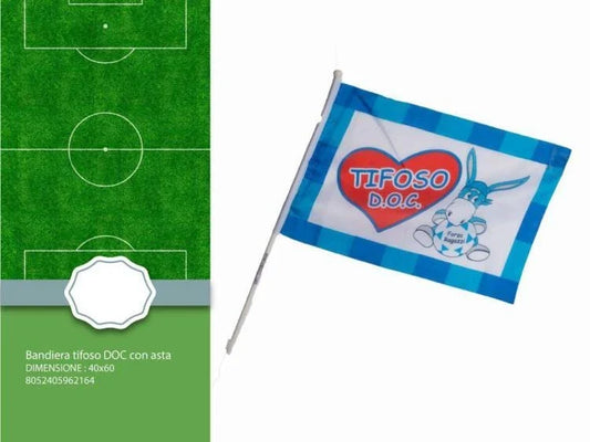 2x Bandiera Con Asta Tifoso Napoli 100% Campioni D'Italia Scudetto Asola 40x60cm