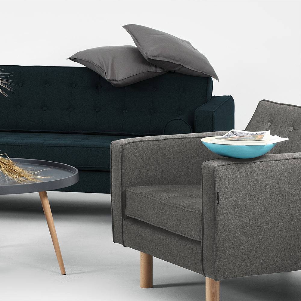 Divano Letto 3 Posti TOPIC WOOD, Deep Sea, Naturale