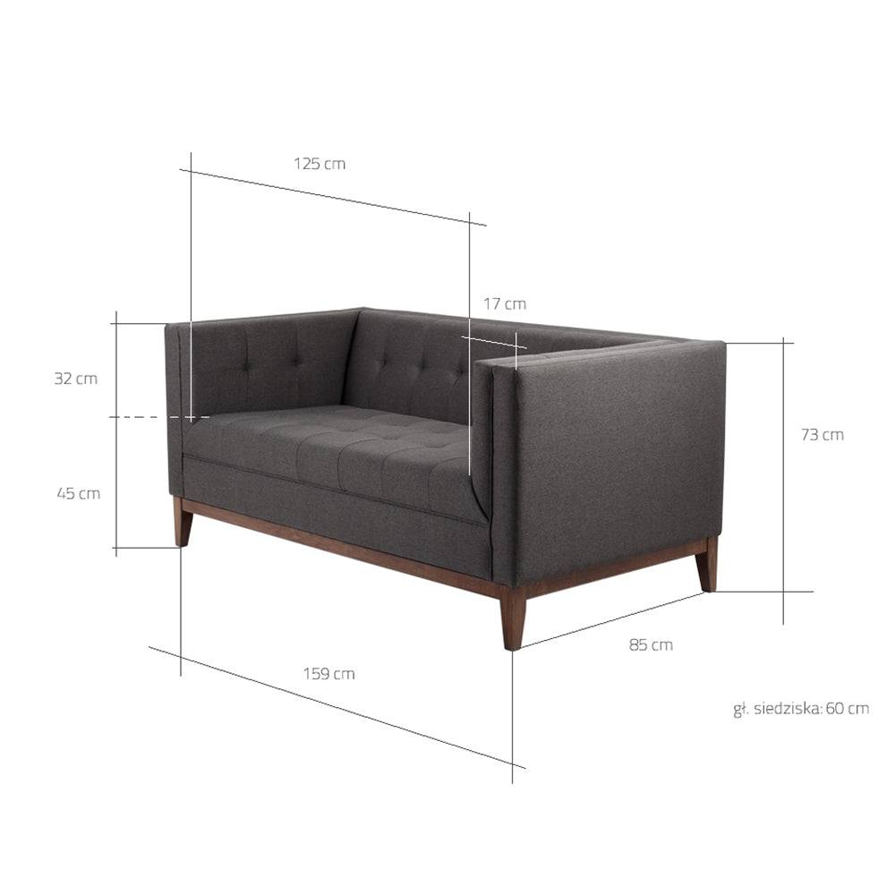 Schlafsofa 2-Sitzer BY TOM, Anthrazit - Walnuss