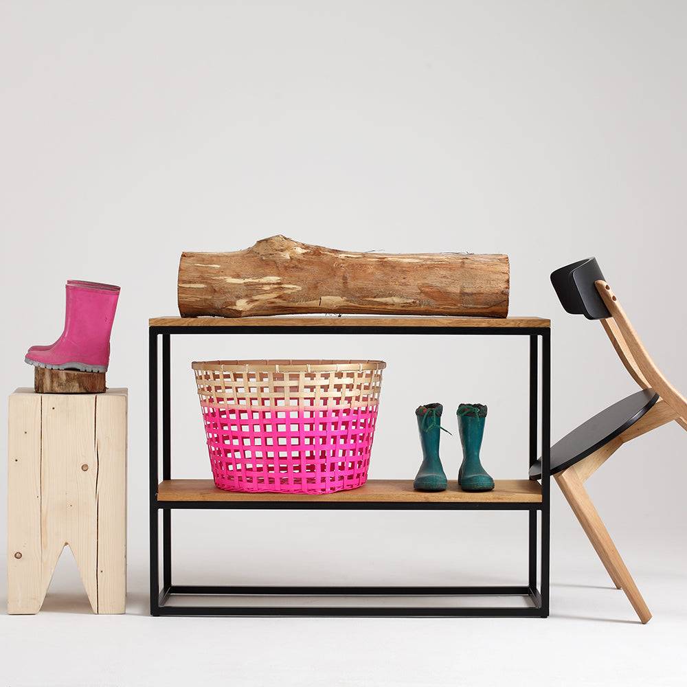 Mensola Julita 75-2F Legno Massello - Rovere e Nero