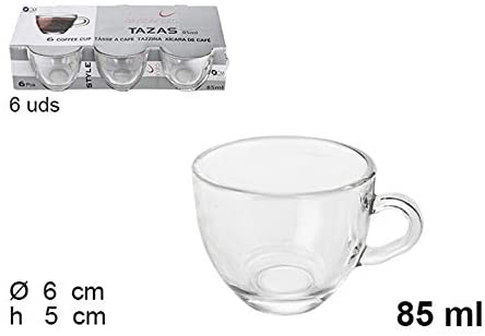Kaffeeservice 6 Tassen transparente Keramik 6x7cm für Bar/Frühstück