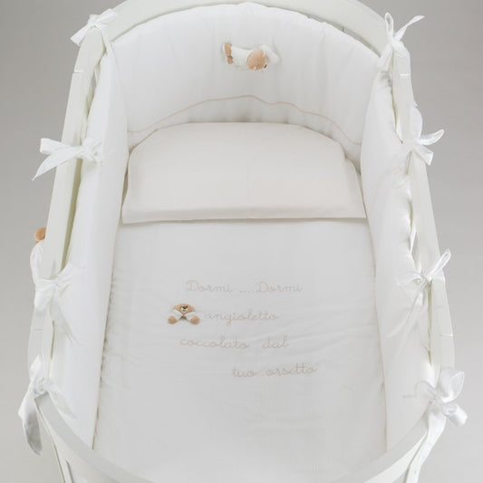 Piumonen- und Nestchen-Set, 4-teilig, für ovales Babybett, weiß