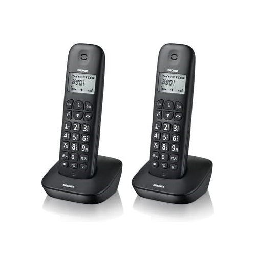 BRONDI GALA TWIN SCHNURLOSES TELEFON DOPPELTES MOBILTEIL BÜRO ZUHAUSE MEMO DECT SCHWARZ