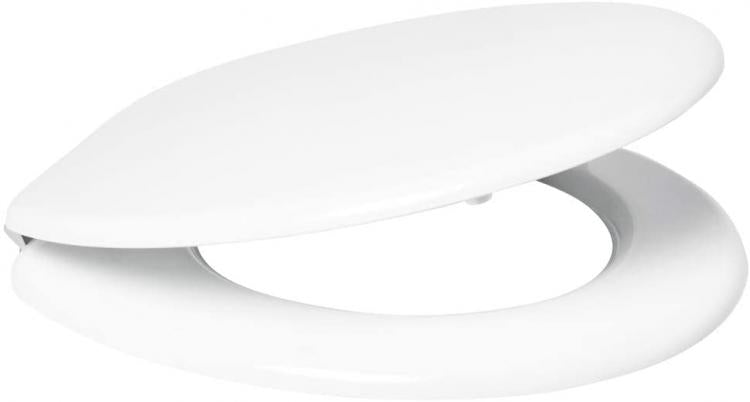 WC-SITZ UNIVERSAL EINFARBIG WEISS ROBUST SCHARNIERE EDELSTAHL WC BAD