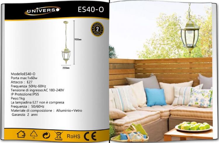 Hängeleuchte Deckenleuchte mit Kette Gartenlampe Fassung E27/Gold