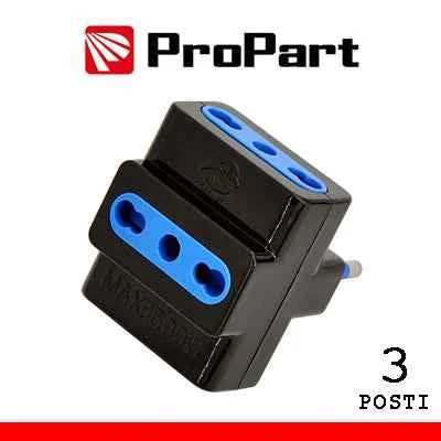 Adattatore triplo 3pos bipasso spina16A nero