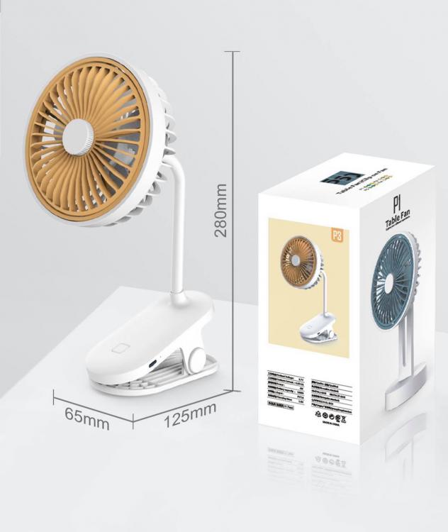 Ventilatore Mini Ricaricabile a Morsetto Clip Portatile da Viaggio Tavolo Carrozzino Ufficio
