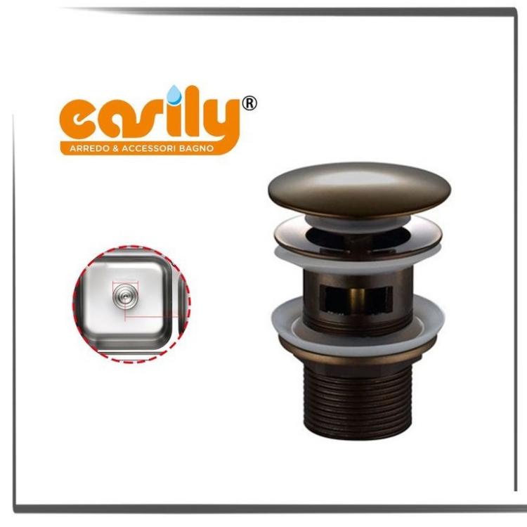 Click-Clack-Ablaufgarnitur 1 1/4 Zoll für Waschbecken und Bidet, Druckstopfen, Bronze